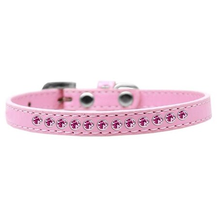 Mirage Mirage 611-07 LPK-16 Bright Pink Crystal Puppy Light Pink Dog Collar - Size 16 611-07 LPK-16